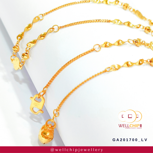 916 Gold Anklet - GA201700L_V - Image 3