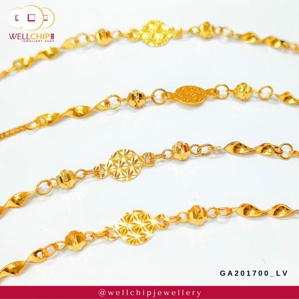 916 Gold Anklet - GA201700L_V - Image 4