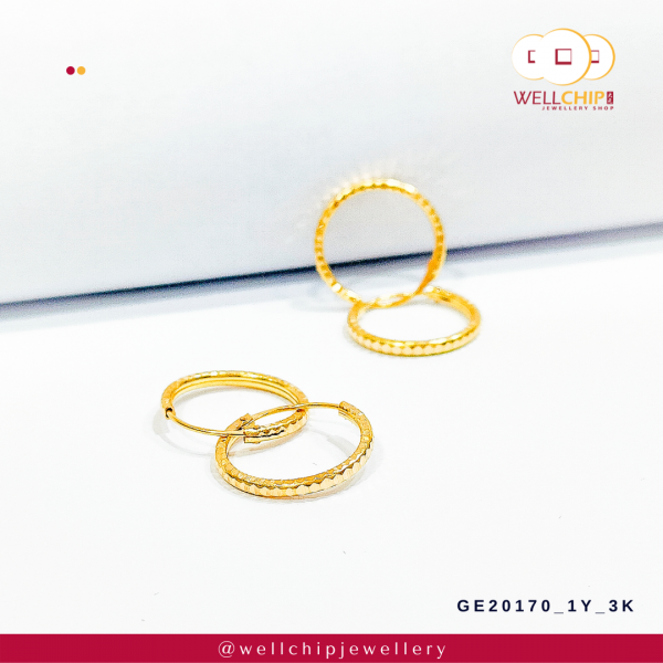 916 Gold Earring - GE201701Y_3K_3N - Image 2