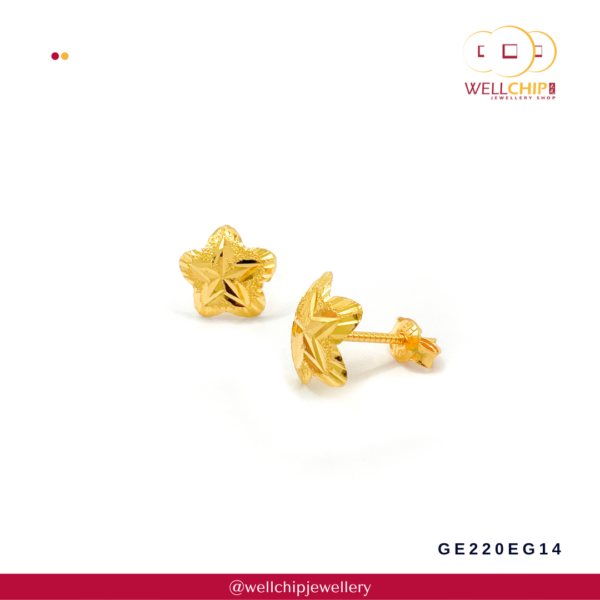 916 Gold Earstud - GE220EG14 - Image 2