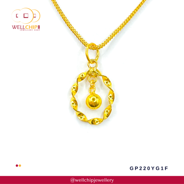916 Gold Pendant - GP220YG1F_1H_1M - Image 4