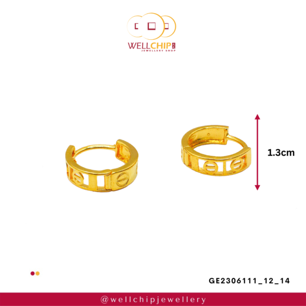 916 Gold Ladies Earring - GE2306111_12_14 - Image 2