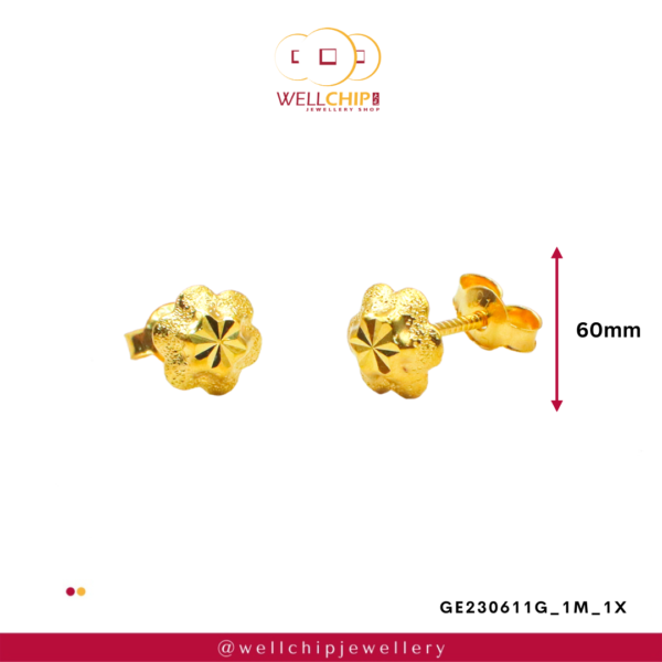 916 Gold Ladies Earstud - GE230611G_1M_1X - Image 2
