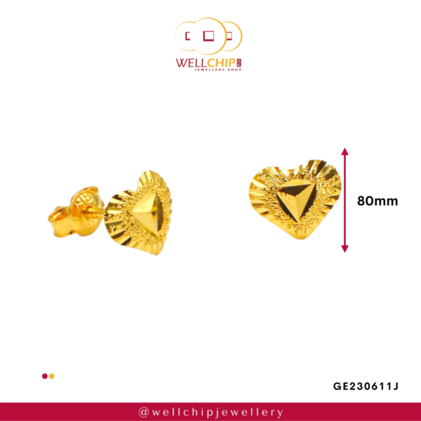 916 Gold Ladies Earstud - GE230611J - Image 2