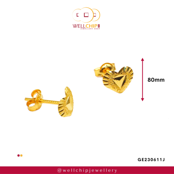 916 Gold Ladies Earstud - GE230611J - Image 3