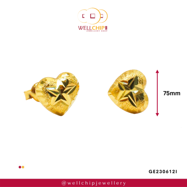 916 Gold Ladies Earstud - GE230612I - Image 2
