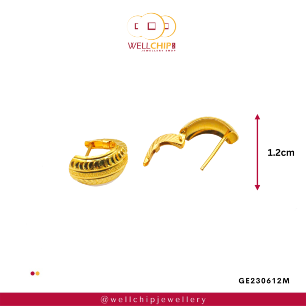 916 Gold Ladies Earring - GE230612M - Image 3