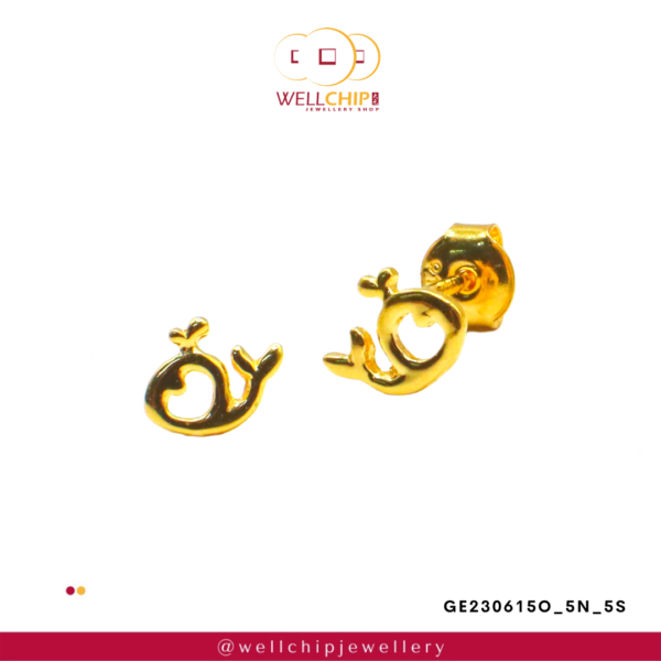 916 Gold Ladies Earring - GE230615N_5O_5S - Image 2