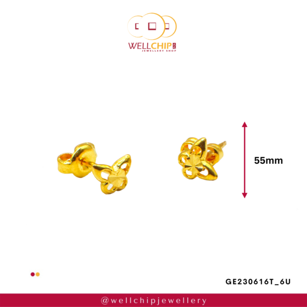 916 Gold Ladies Earstud - GE230616T_6U - Image 2