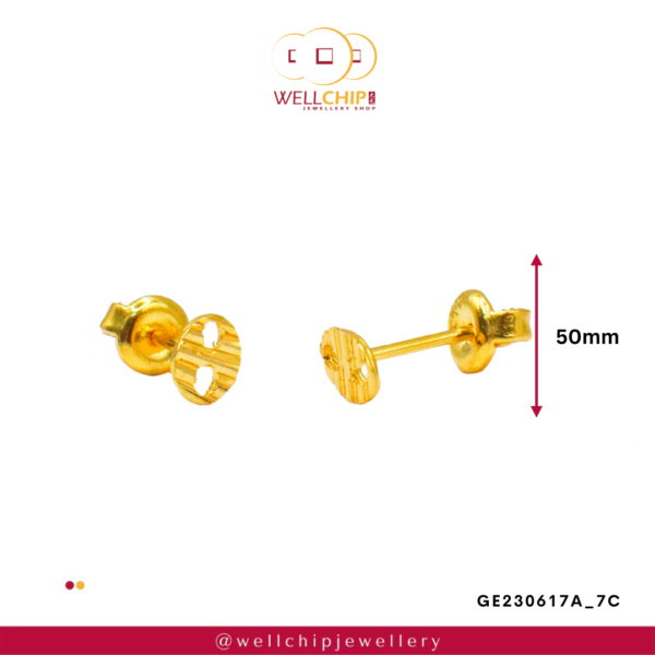 916 Gold Ladies Earstud - GE230617A_7C - Image 2