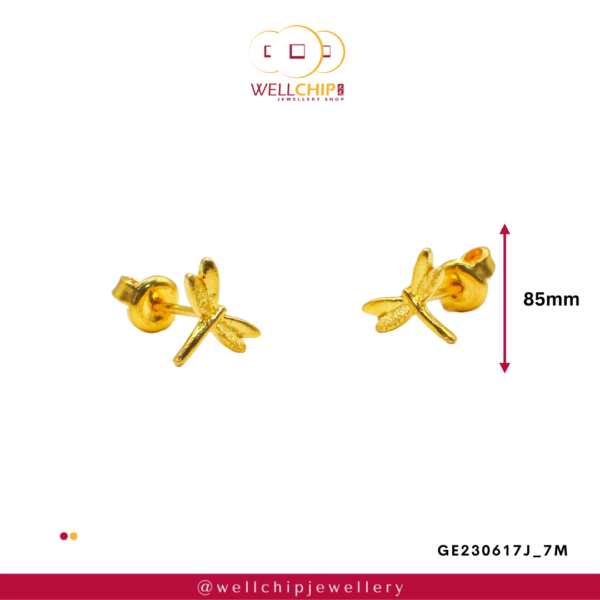 916 Gold Ladies Earstud - GE230617J_7M - Image 2