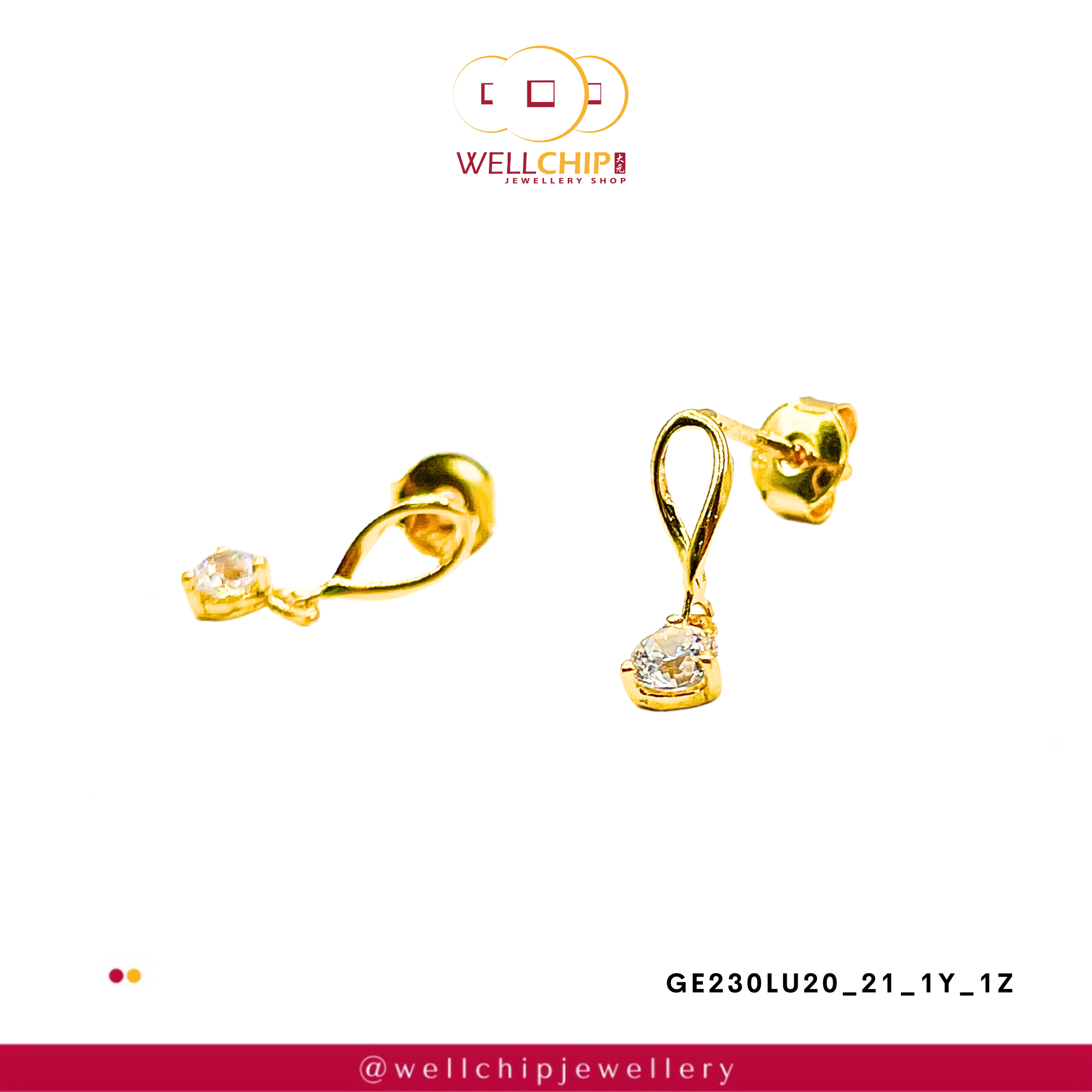 916 GOLD LADIES EARSTUD - GE230LU20_21_1Y_1Z