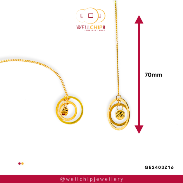 916 GOLD LADIES DROP EARRING - GE2403Z16 - 图片 2