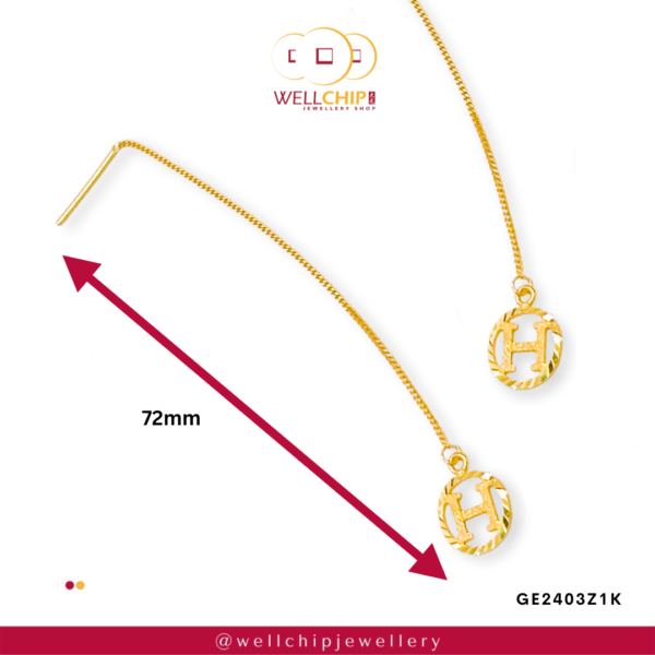 916 GOLD LADIES DROP EARRING - GE2403Z1K - 图片 2
