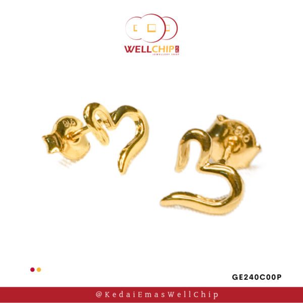 916 GOLD LADIES EARSTUD LOVE - GE240C00P - 图片 2