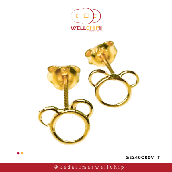 916 GOLD LADIES EARSTUD BEAR - GE240C00V_T - Image 2