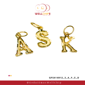 916 GOLD 3D ALPHABET PENDANT - GP2414R12_3_A_9_C_D