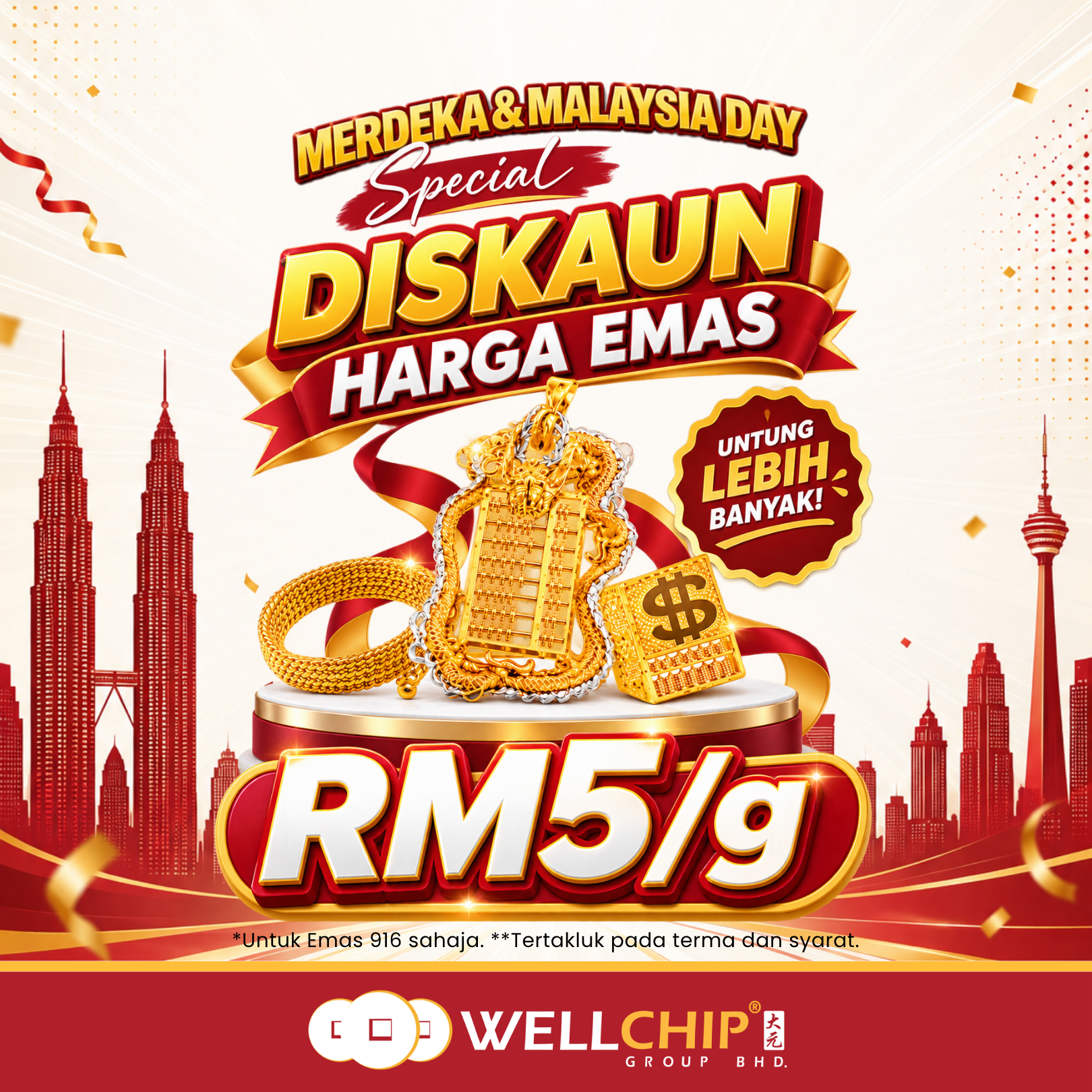 Merdeka & Malaysia Day 2026 Gold Promotion | RM5/g Discount