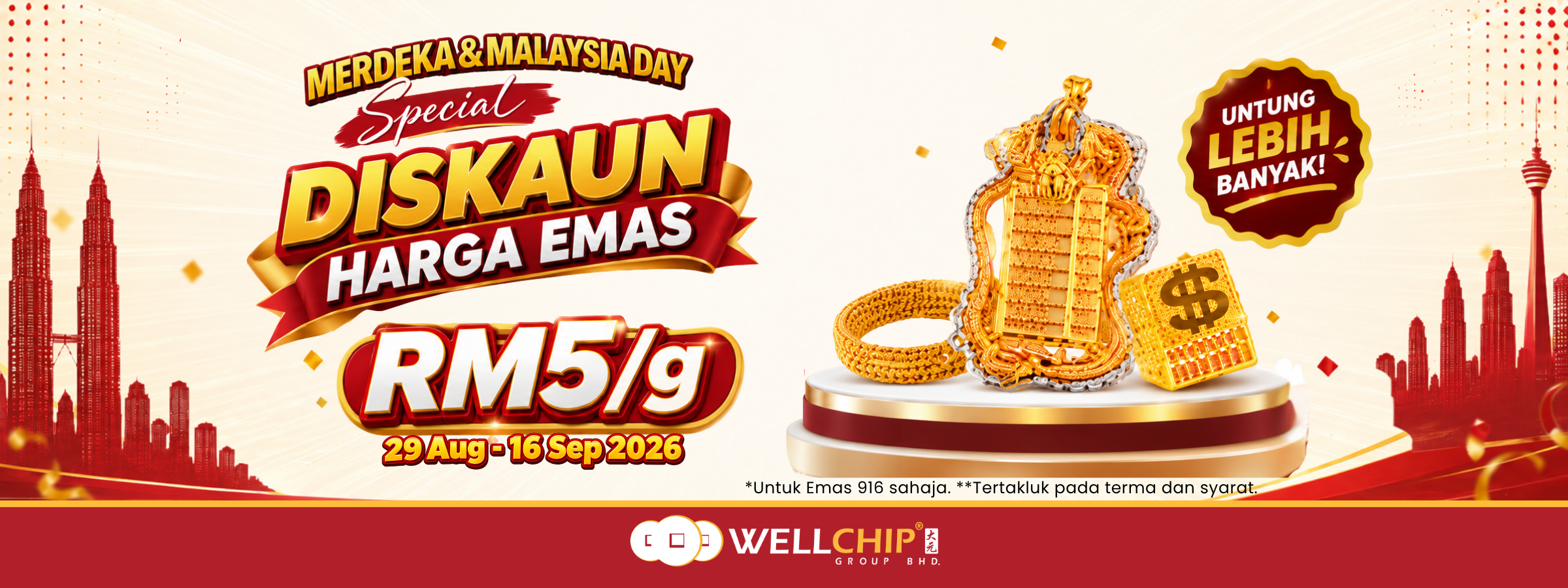 Merdeka & Malaysia Day 2026 Gold Promotion | RM5/g Discount